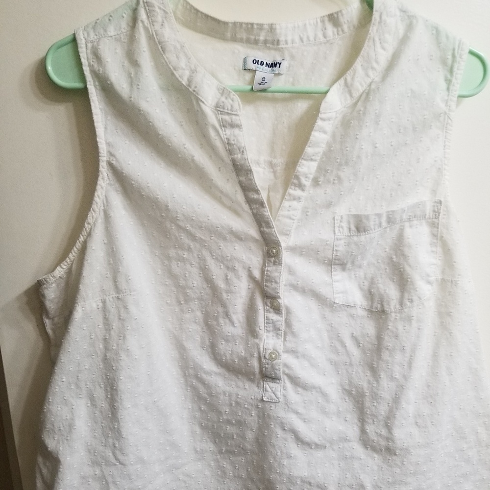 Dotted Swiss white cotton tank
